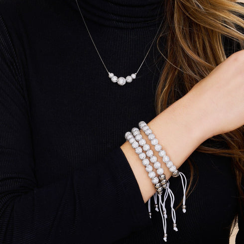 Cristal blanc d'hiver | Argent x Blanc | Bracelet Kikiballa